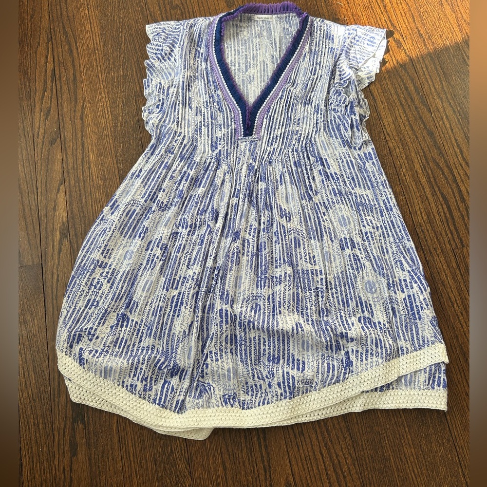 Poupette St. Barth Mini Dress / cover up. Blue/lavender/white. Worn twice.